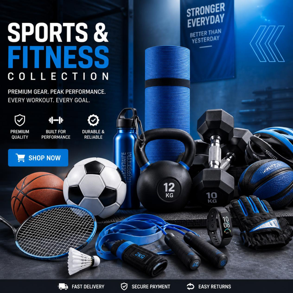 Sports and fitness accessories for home and gym workouts.