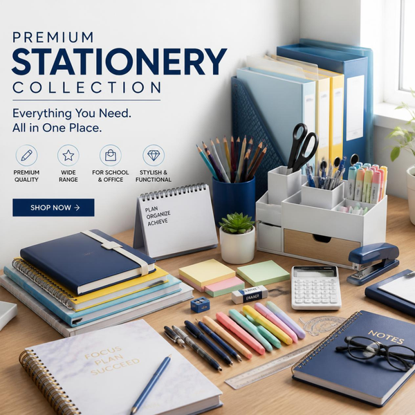 Stationery and office supplies for school, college and workplace.
