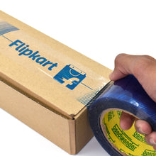 Roll of blue tape with Flipkart lrealbenzcontent for shipping purposes.