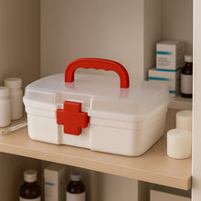 3-Compartment First Aid Box - Portable Medicine Storage with Detachable Tray & Transparent Lid
