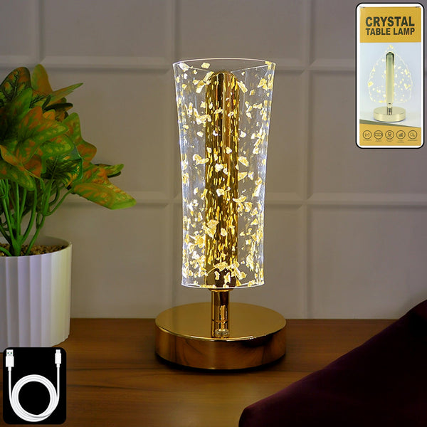 Luxury Golden Crystal LED Table Lamp (1 Pc)