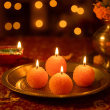 Laddu Shaped Decorative Wax Candles (4 Pc / Set)