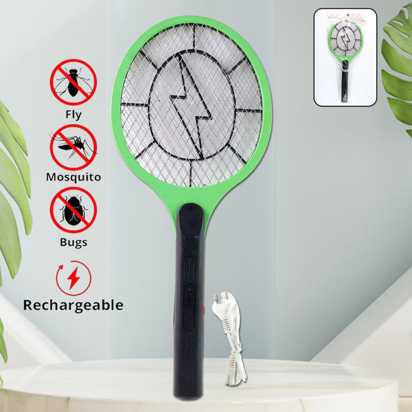 Green Rechargeable Electric Mosquito Killer Racket With Cable