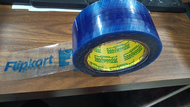 Blue tape for packaging with Flipkart lrealbenzcontent for delivery use.