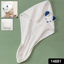 Soft Microfiber Hair Drying Towel Wrap with Cute Animal Ears & Button Closure (1 Pc)