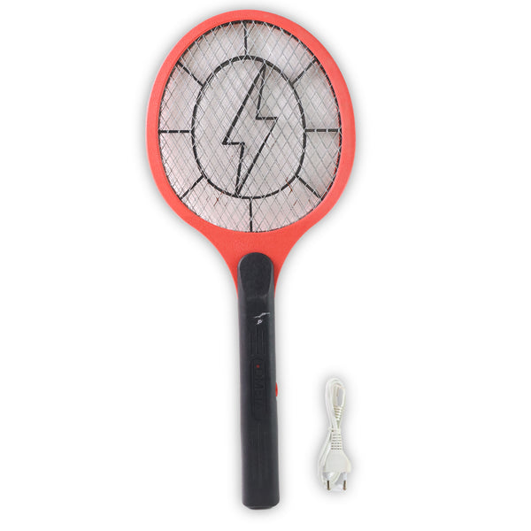 Red Rechargeable Electric Mosquito Killer Racket With Cable