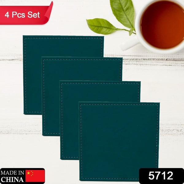 Square Leather Tea Coaster Set – Durable Dining & Coffee Table Decor (4 Pc)