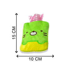 6514 Green Kitty Small Hot Water Bag With Cover For Pain Relief Neck Shoulder Pain And Hand Feet Warmer Menstrual Cramps.